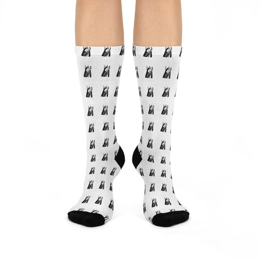 Geometric Husky Pattern Socks (Black & White)