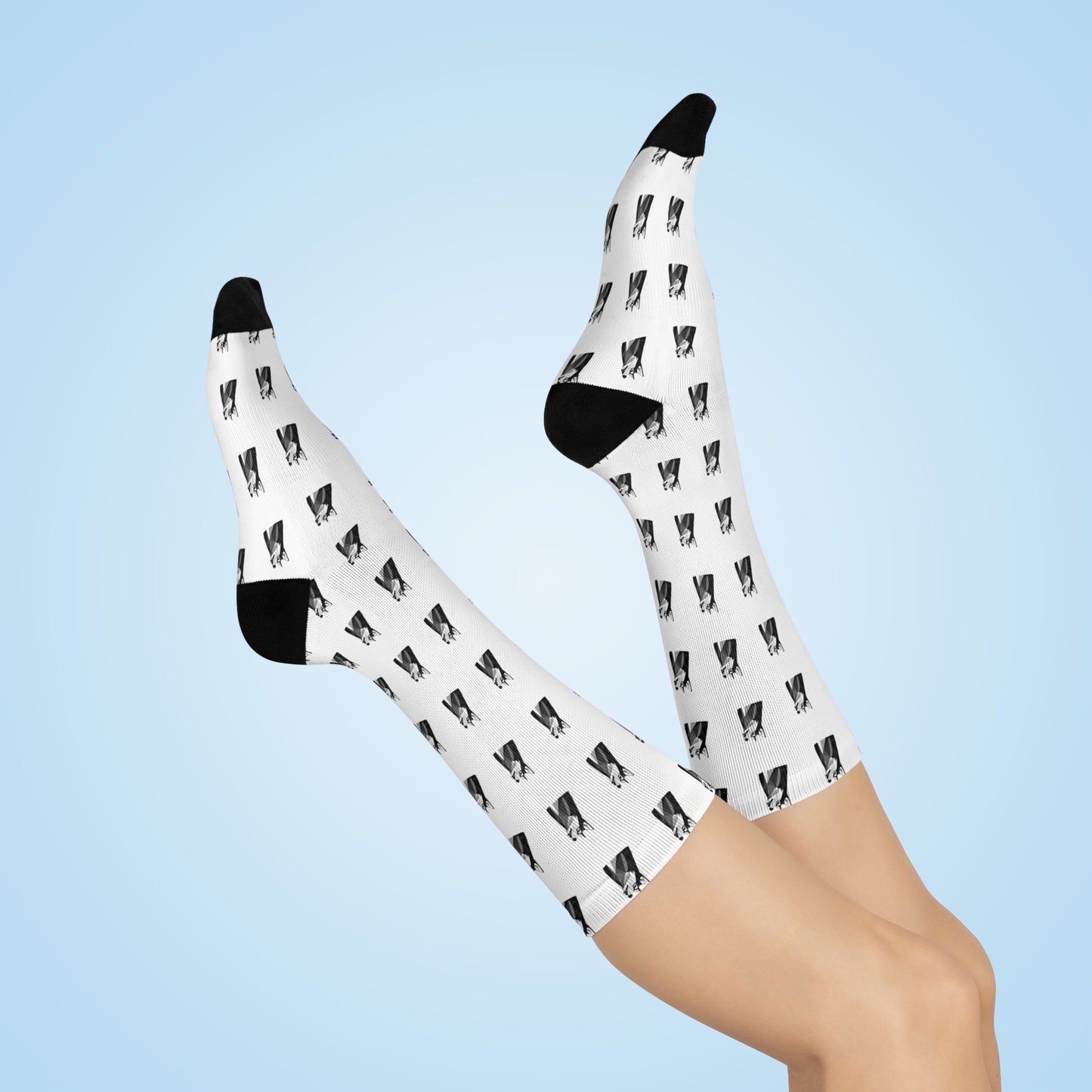 Geometric Husky Pattern Socks (Black & White)