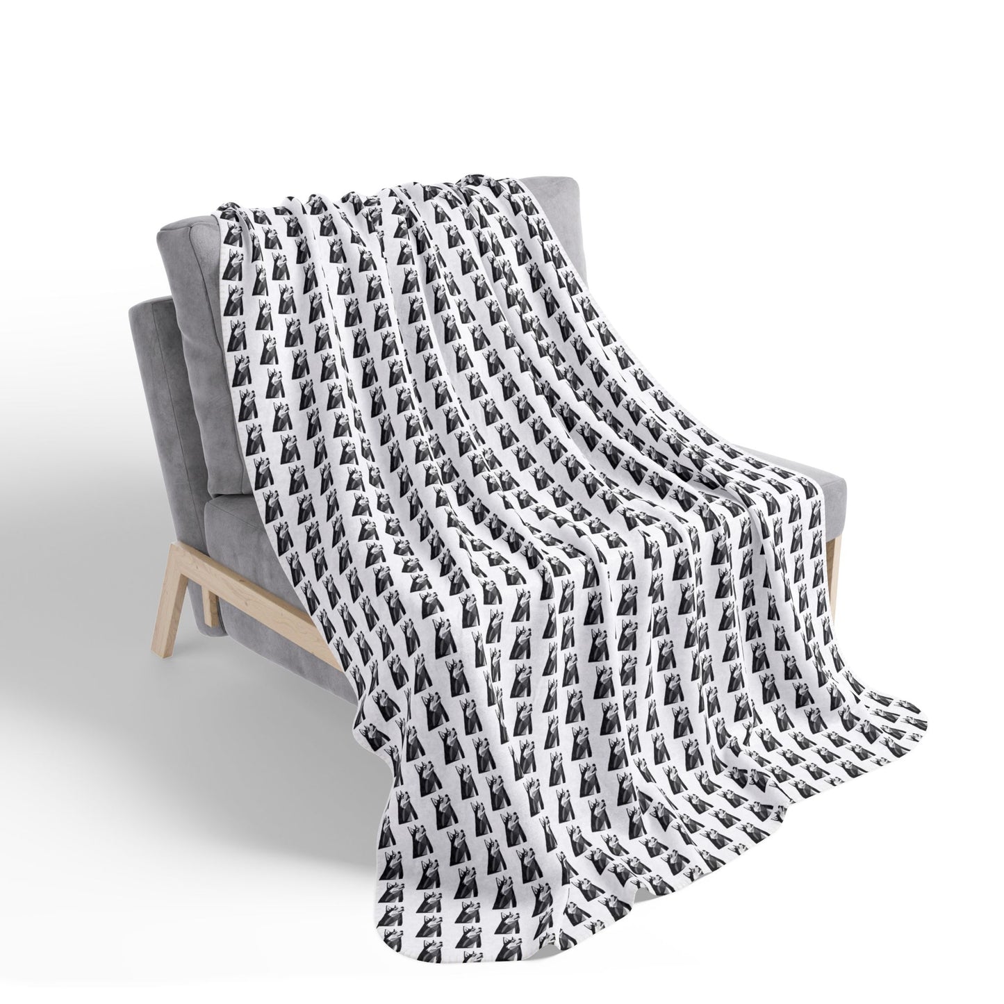 Geometric Husky Pattern Sherpa Blanket (Black)