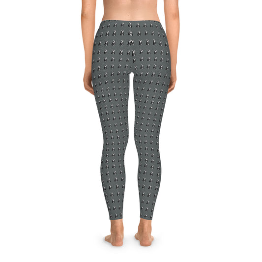 Geometric Husky Pattern Leggings (Black on Grey)