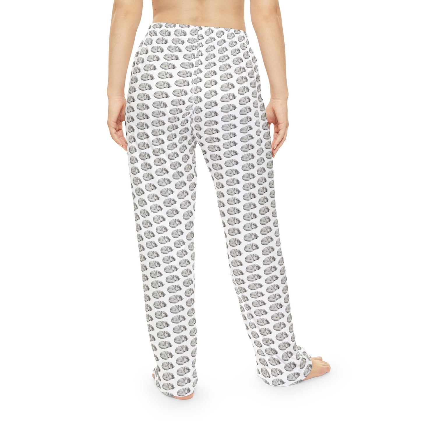 Sleeping Husky Pattern Pajama Pants (Women's Grey)