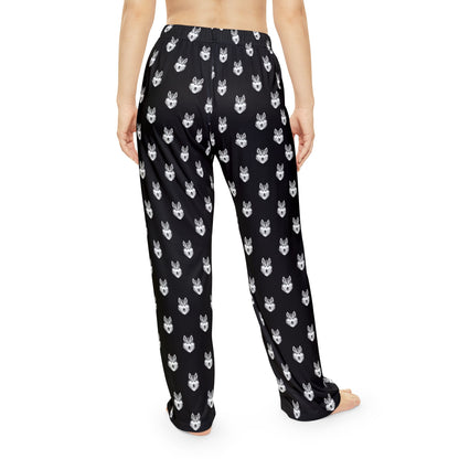 Grey Husky Face Pattern Pajama Pants (Women's)