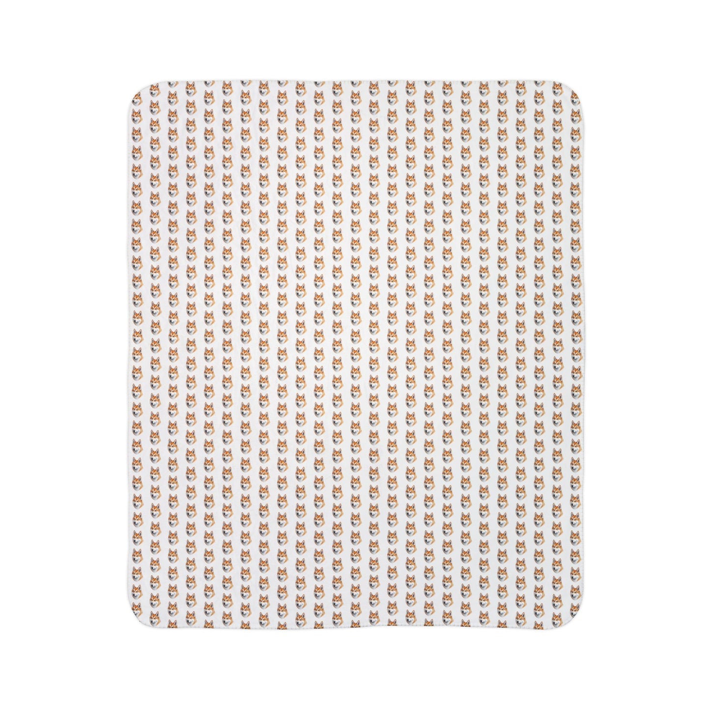 Red Husky Face Pattern Sherpa Blanket