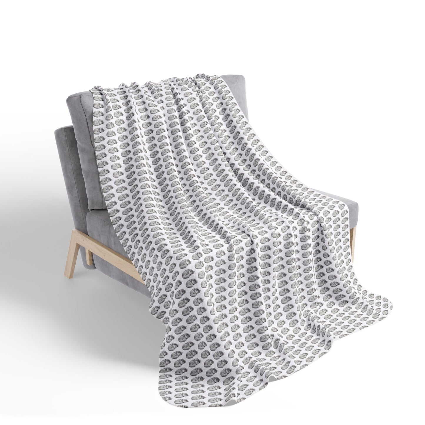 Sleeping Husky Swirl Pattern Sherpa Blanket (Grey)
