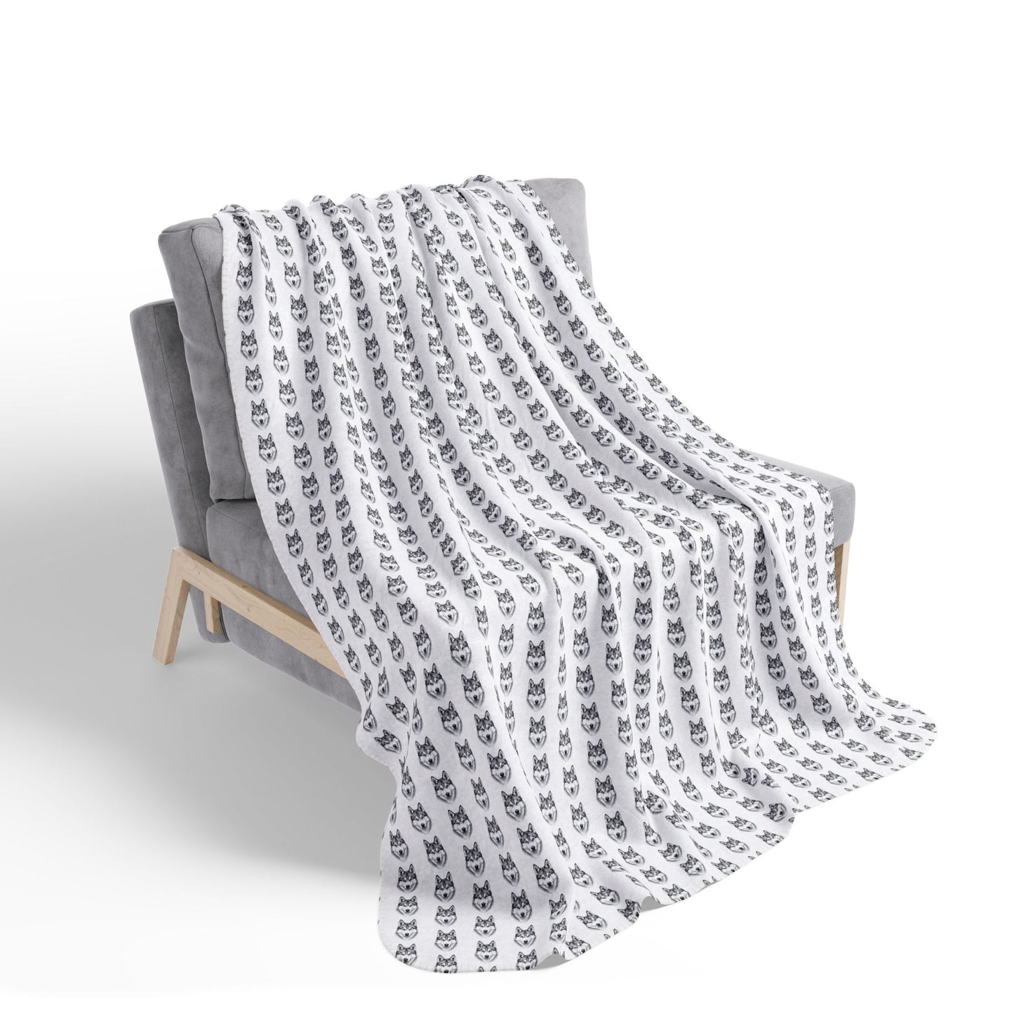 Grey Huskies Pattern Sherpa Blanket