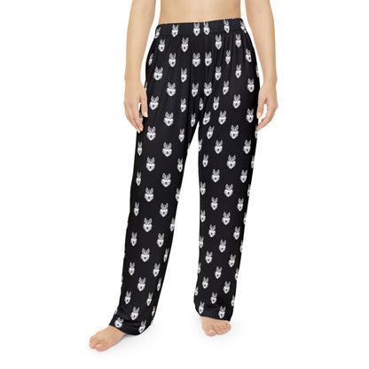 Grey Husky Face Pattern Pajama Pants (Women's)