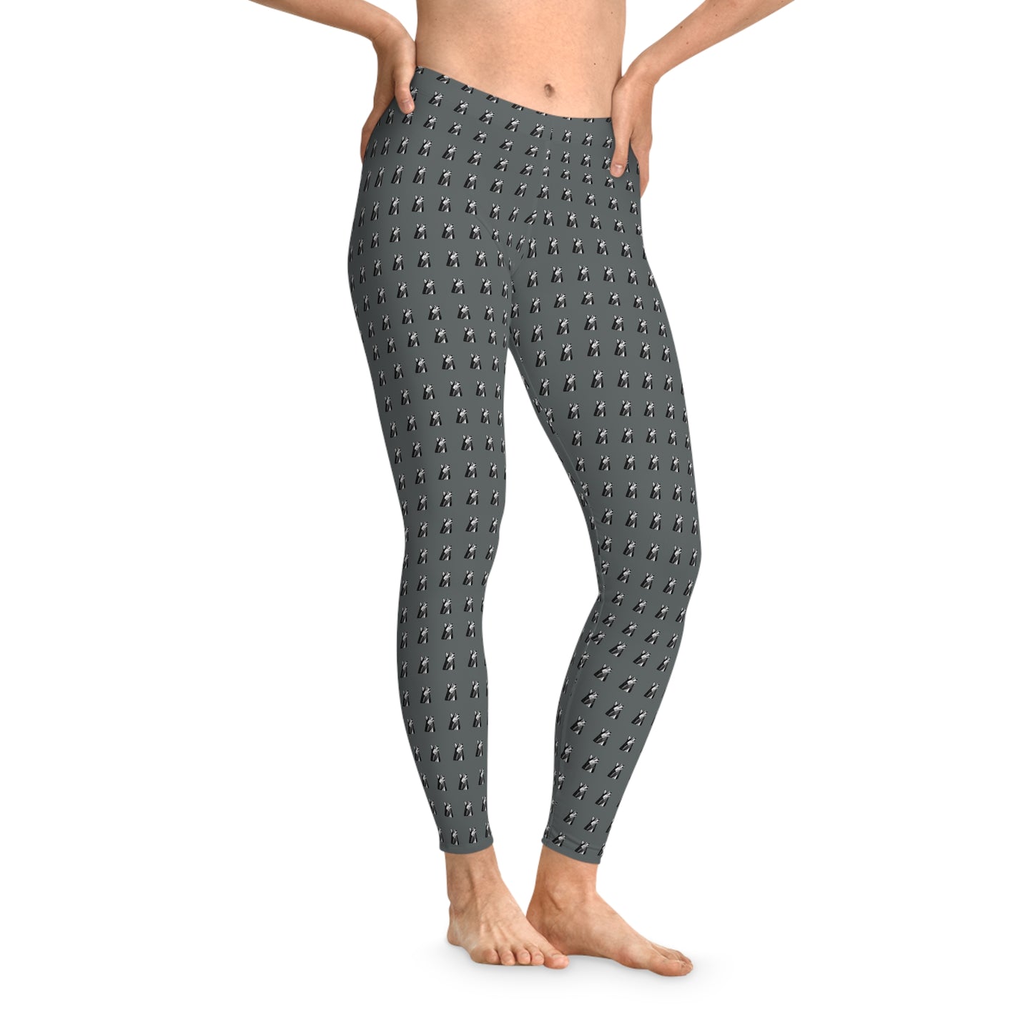 Geometric Husky Pattern Leggings (Black on Grey)