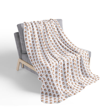 Red Husky Face Pattern Sherpa Blanket