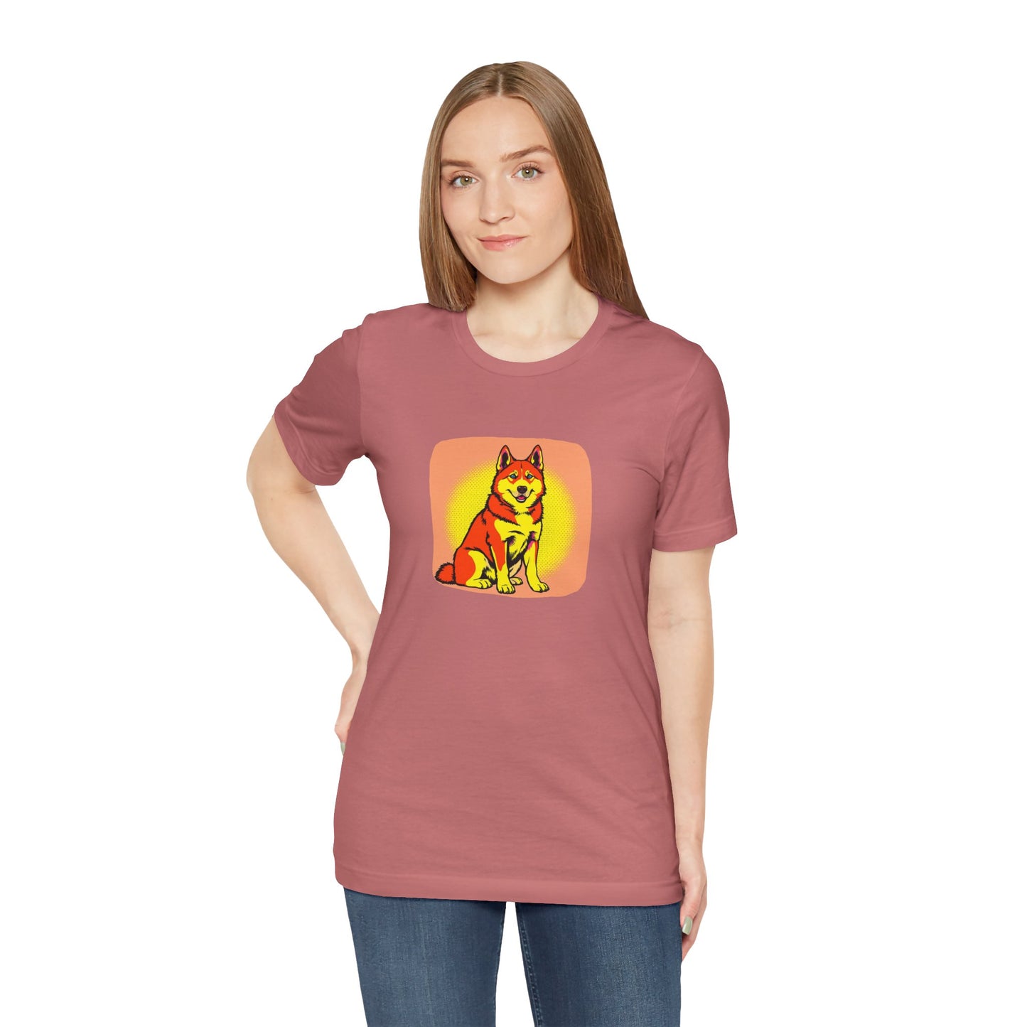 Pop Art Husky T-Shirt (Red)
