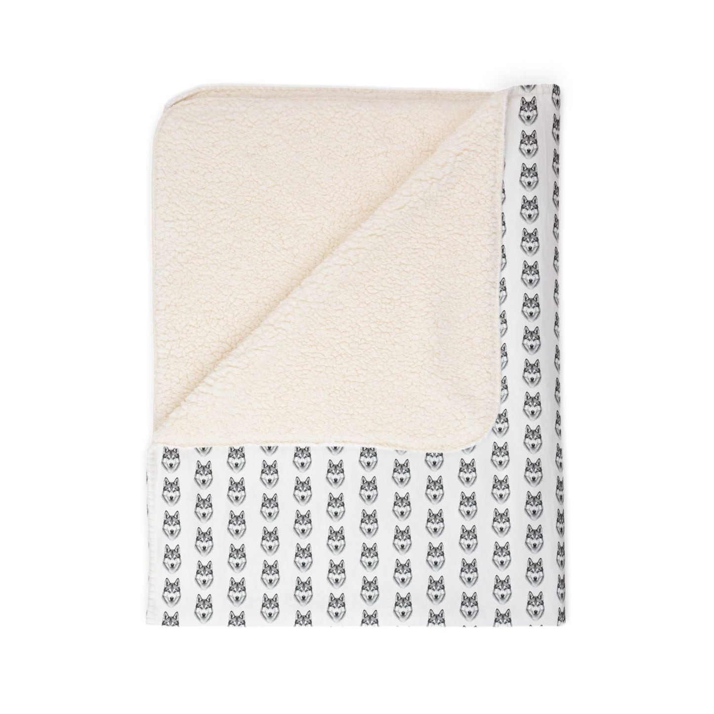 Grey Huskies Pattern Sherpa Blanket