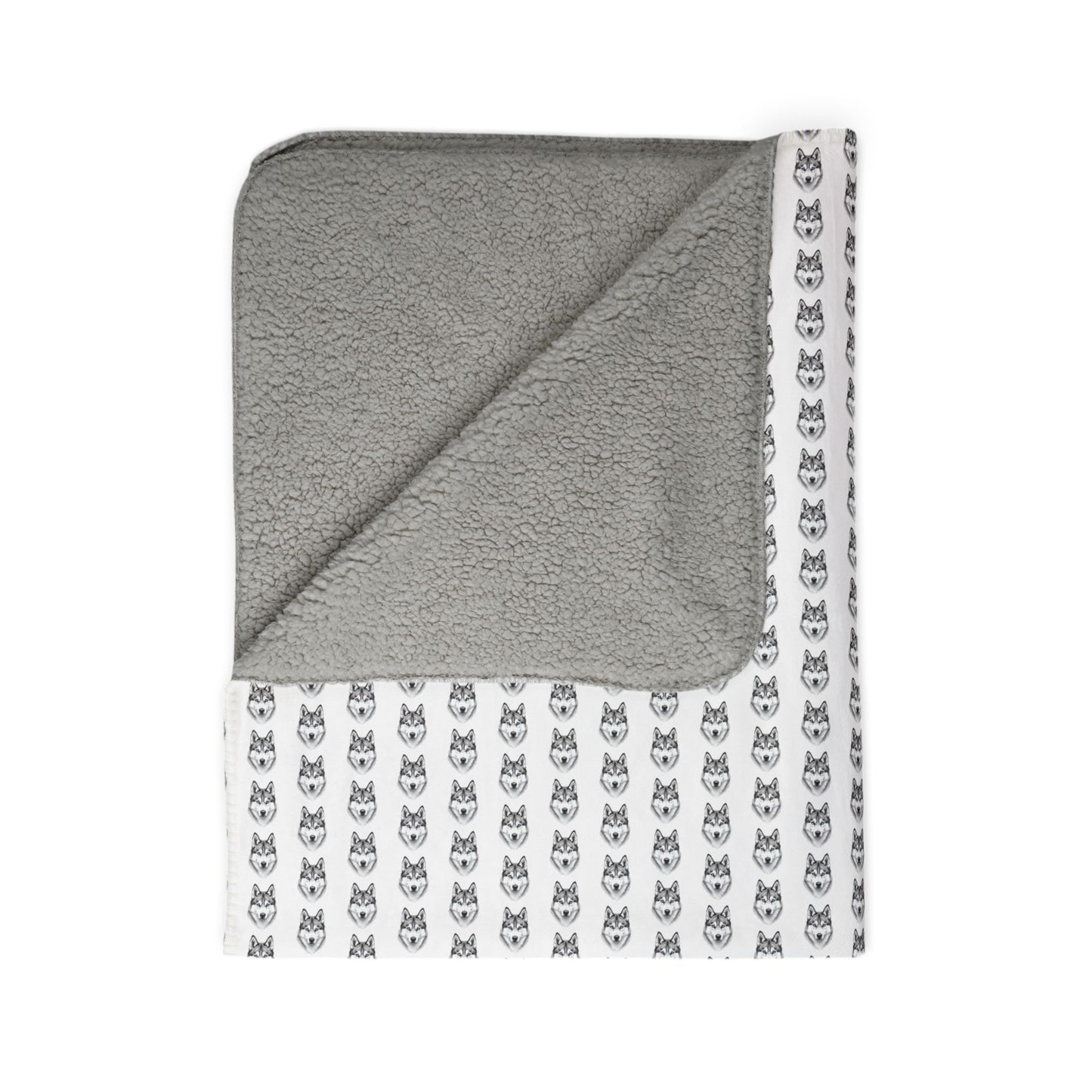 Grey Huskies Pattern Sherpa Blanket