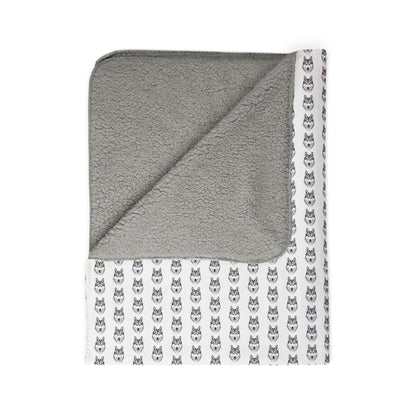 Grey Huskies Pattern Sherpa Blanket