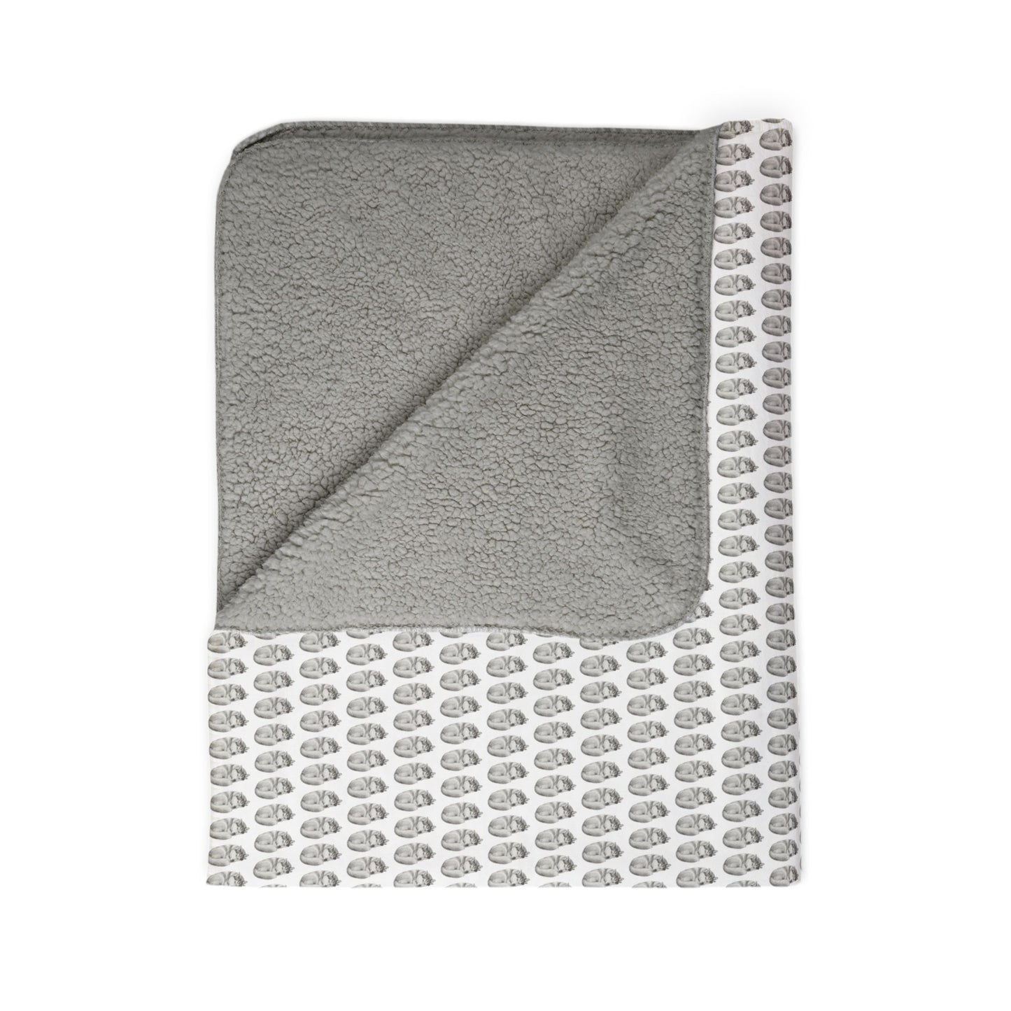 Sleeping Husky Swirl Pattern Sherpa Blanket (Grey)
