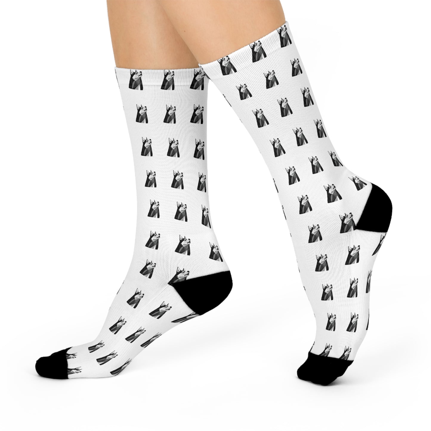 Geometric Husky Pattern Socks (Black & White)