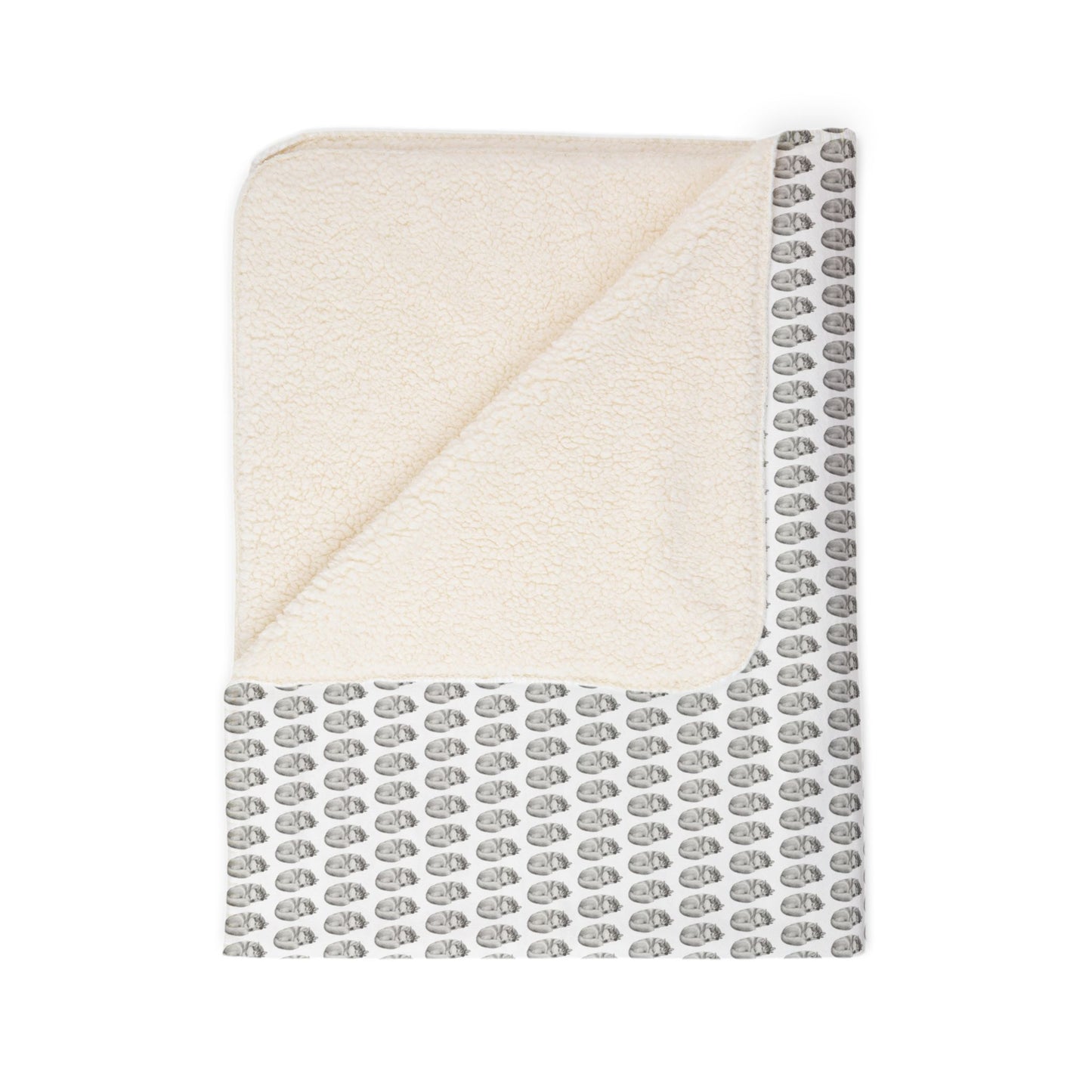 Sleeping Husky Swirl Pattern Sherpa Blanket (Grey)